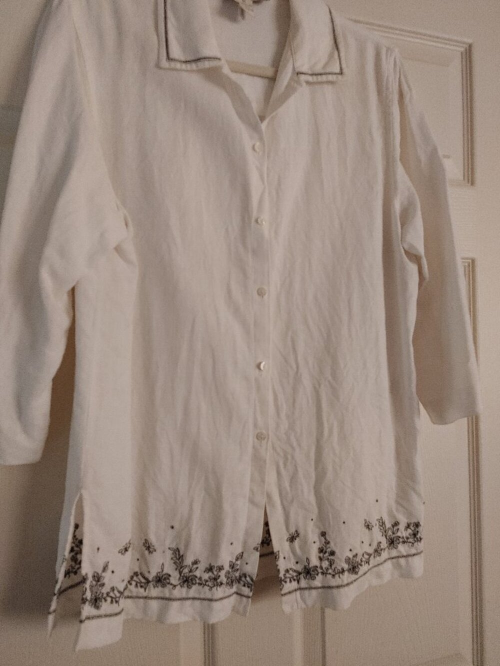 Norton McNaughton 100% Linen White Shirt & Capri Pants Set Size Medium